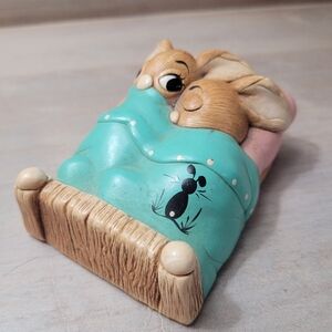 Pendelfin Rabbits Vintage "Twins" Handpainted Stonecraft Collectible Figurine